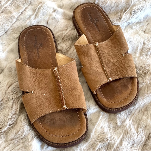Tommy Bahama Other - Tommy Bahama Tan Leather Slip On Slides Sandals